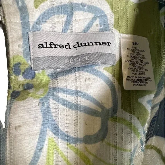 𝅺ALFRED Dunner Women's Top Floral Pattern with Lace Size 14 Petite - Picture 10 of 12